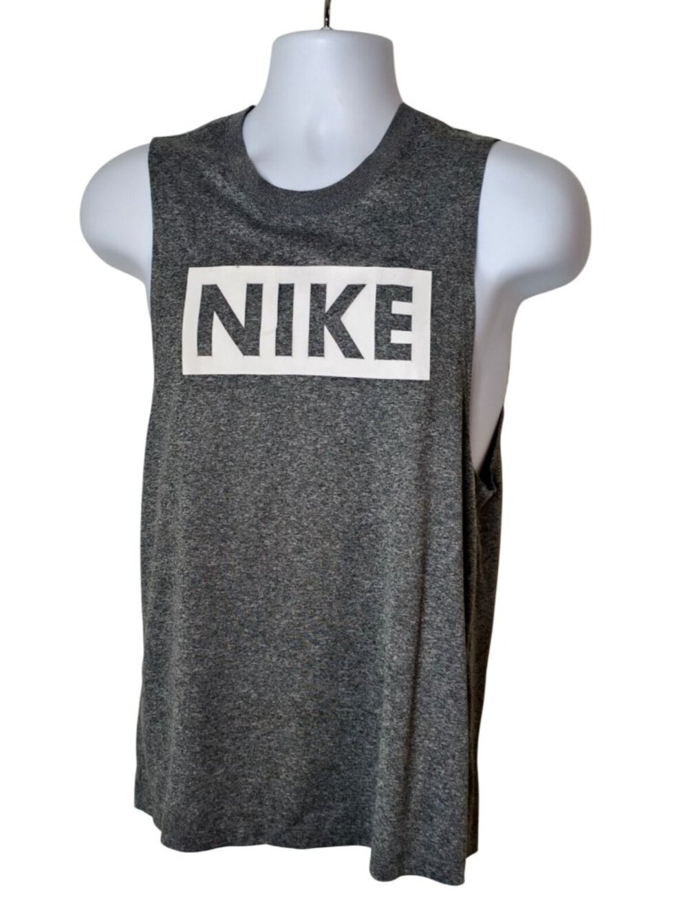 Nike Dri FIT Mens S Sleeveless Muscle Tank Top Gray Training Performance Sporty